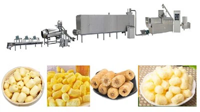 Gepofte maïssnacks die machine maken